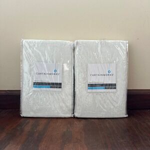 Curtainworks Trinity Crinkle Voile Sheer Curtain Panels Oyster 51x84 2-Pack New